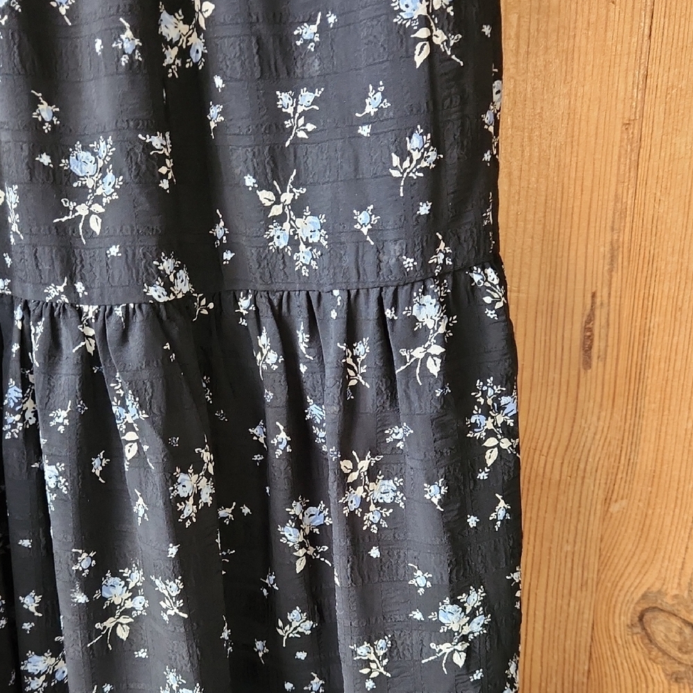 Cottage Style Black Floral Tiered Maxi Skirt - Picture 2 of 6